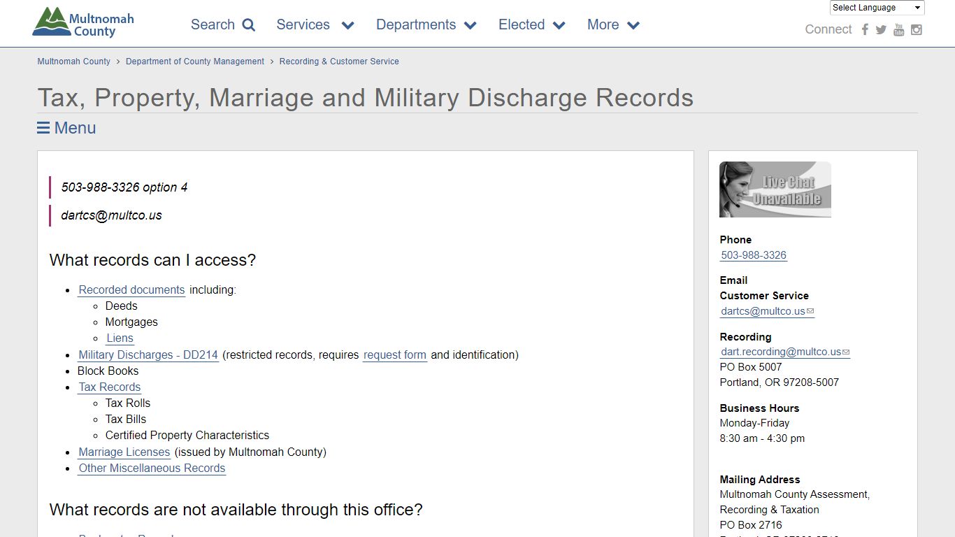 Tax, Property, Marriage and Military ... - Multnomah County